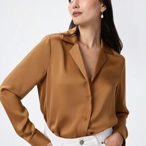 Quince Washable Silk Notch Collar Blouse